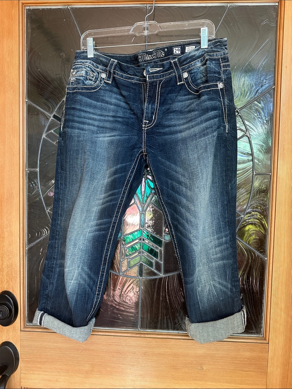 Miss Me Dark Blue Boyfriend Jeans - Rolled Cuff
